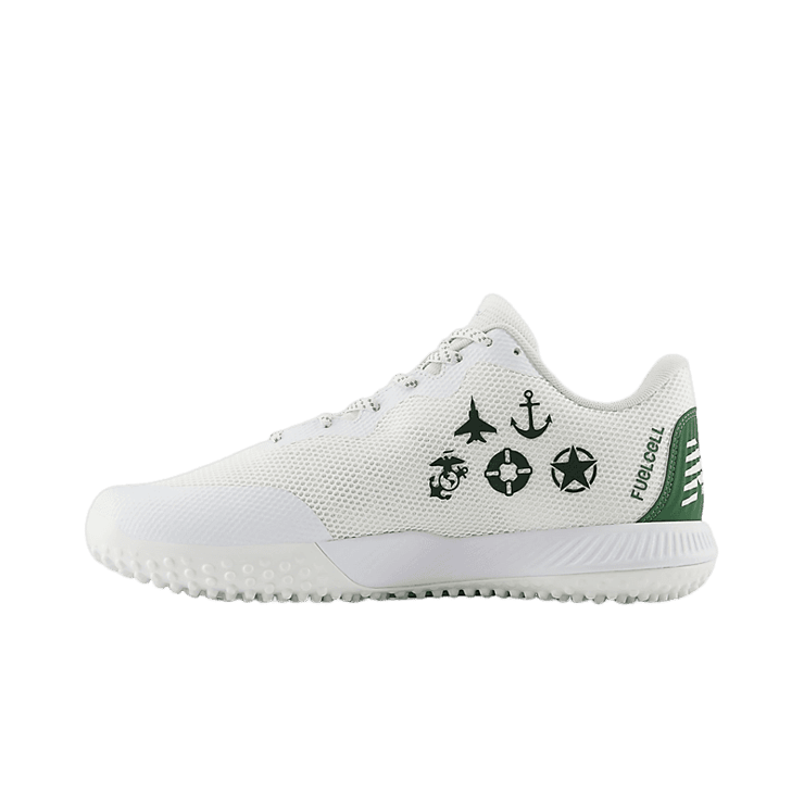 New Balance FuelCell 4040 v7 Turf Trainer Armed Forces Day White Green Angle 0