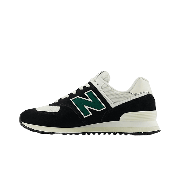 New Balance 574 Black White Green Angle 0