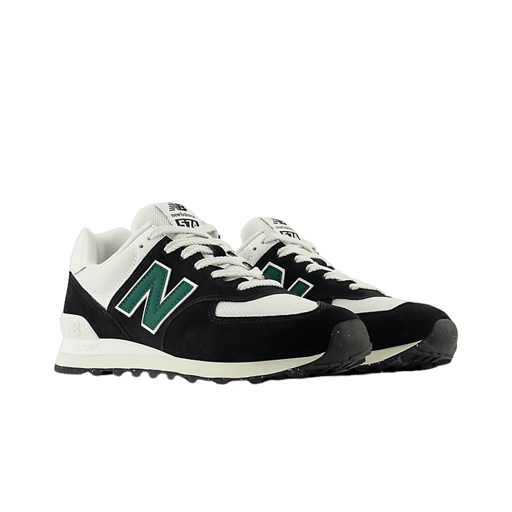 New Balance 574 Black White Green Angle 2