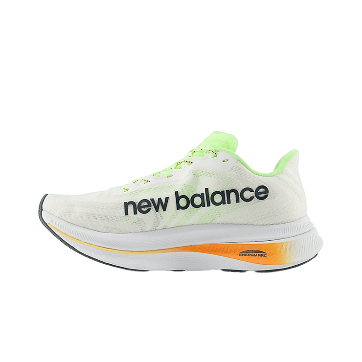 New Balance FuelCell SuperComp Trainer v2 White Green Orange Angle 0