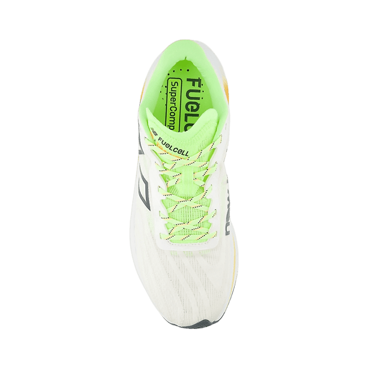 New Balance FuelCell SuperComp Trainer v2 White Green Orange Angle 1