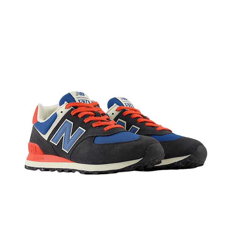 New Balance 574 Black Blue Red Angle 2