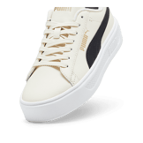 PUMA Smash Platform v3 Sneakers in Alpine Snow/Black/Gold Angle 2