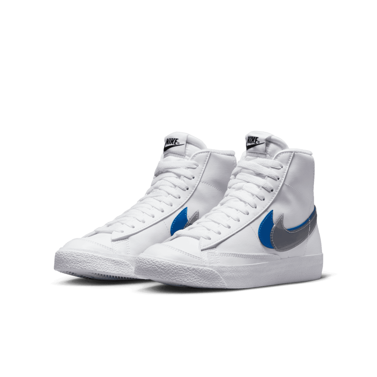 Nike Blazer Mid Next Nature 'Double Swoosh - White Hyper Royal' (GS) Angle 2