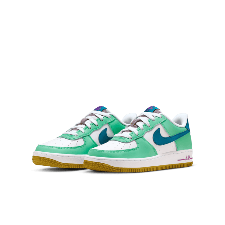 Nike Air Force 1 LV8 'White Spring Green' (GS) Angle 2