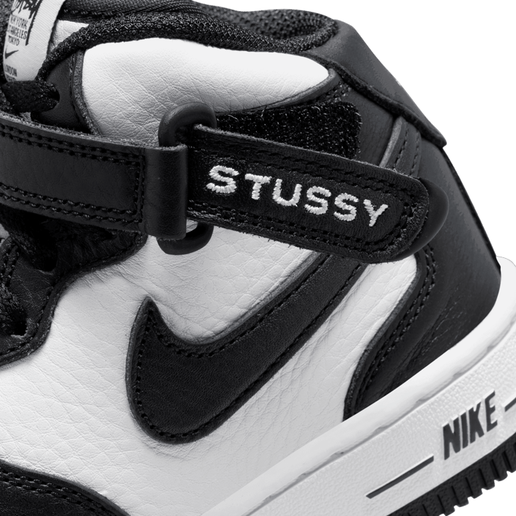Nike Stussy x Air Force 1 Mid 'Black White' (PS) Angle 8