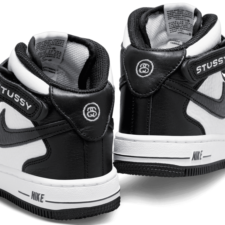 Nike Stussy x Air Force 1 Mid 'Black White' (PS) Angle 7