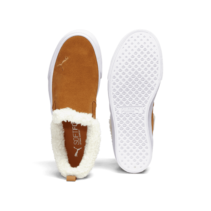 PUMA Bari Comfort Sherpa Slip-On in Desert Tan/Whisper White Angle 0