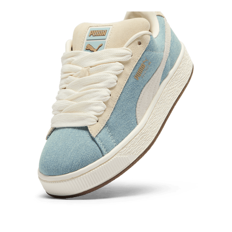 PUMA Suede XL Denim Sneakers in Blue Horizon/Sugared Almond/Gum Angle 2