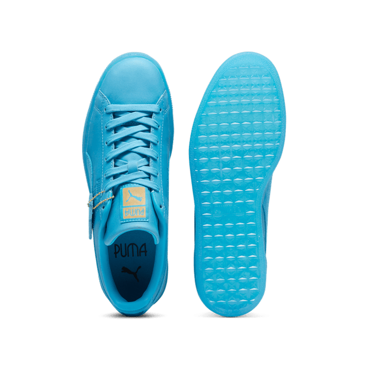 PUMA PLAY LOUD Suede Sneakers in Speed Blue/Gold Angle 0