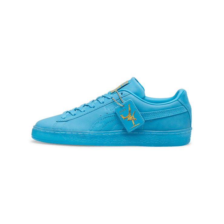 PUMA PLAY LOUD Suede Sneakers in Speed Blue/Gold Angle 1