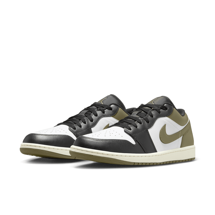 Air Jordan 1 Low Black Toe Medium Olive Angle 2