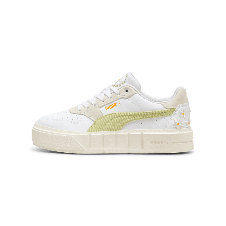 PUMA Cali Court Embroidery Sneakers Women in Pistachio Green/Warm White Angle 1