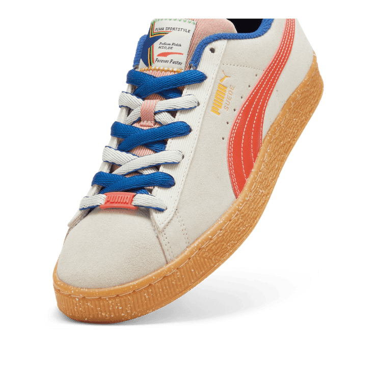 PUMA Suede Podium Sneakers in Alpine Snow/Gum Angle 2
