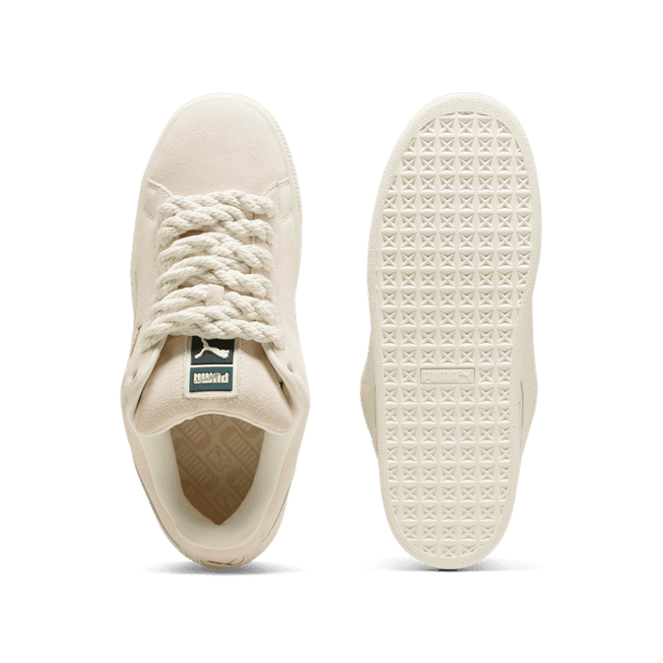 PUMA Suede XL Rope Sneakers in Warm White/Island Pink Angle 0