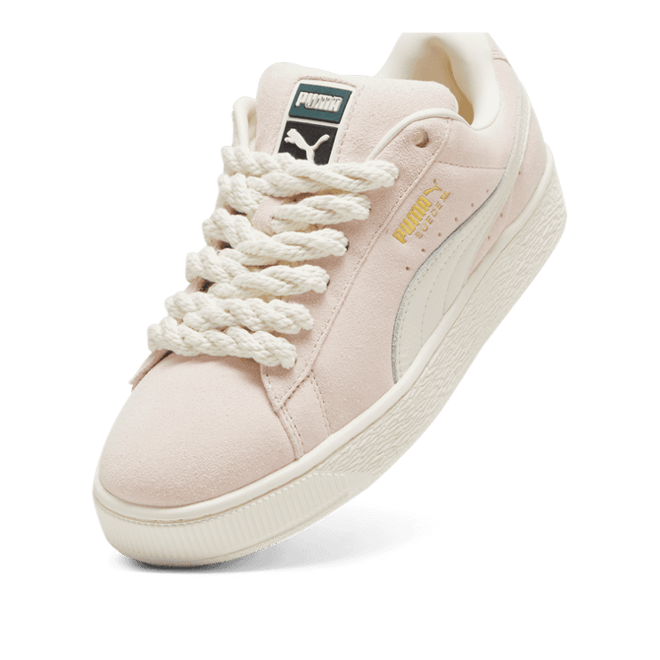 PUMA Suede XL Rope Sneakers in Warm White/Island Pink Angle 2