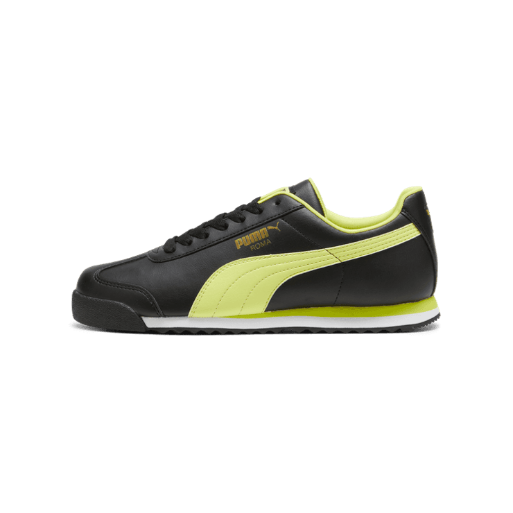 Puma Roma Basic Plus 'Black Lime Sheen' Angle 1