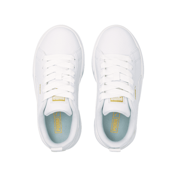 Puma Mayze Leather Little Kid 'White Team Gold' Angle 2