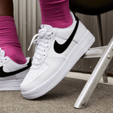 Nike Air Force 1 Low '07 White Black Pebbled Leather Angle 0