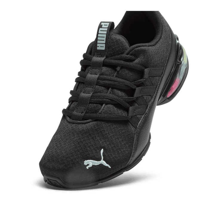 PUMA Riaze Prowl Rainbow Sneakers in Black/Frosted Dew Angle 2