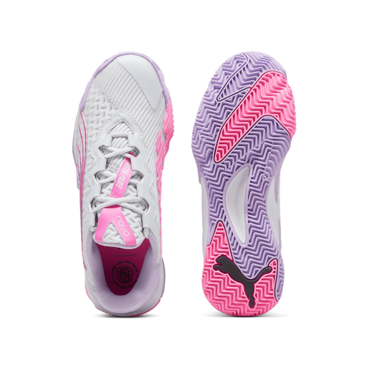 PUMA NOVA Elite Court in Silver Mist/White/Vivid Violet Angle 0