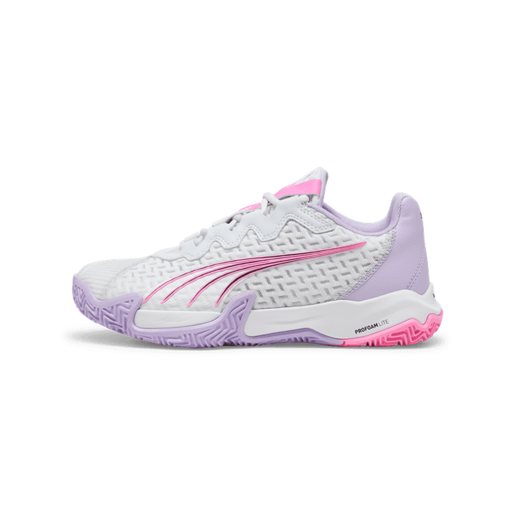 PUMA NOVA Elite Court in Silver Mist/White/Vivid Violet Angle 1