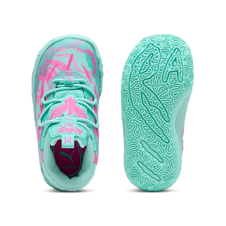 PUMA x LAMELO BALL MB.03 Miami s' Basketball in Electric Peppermint/Ravish (TD) Angle 0
