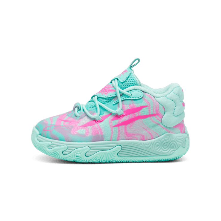 PUMA x LAMELO BALL MB.03 Miami s' Basketball in Electric Peppermint/Ravish (TD) Angle 1