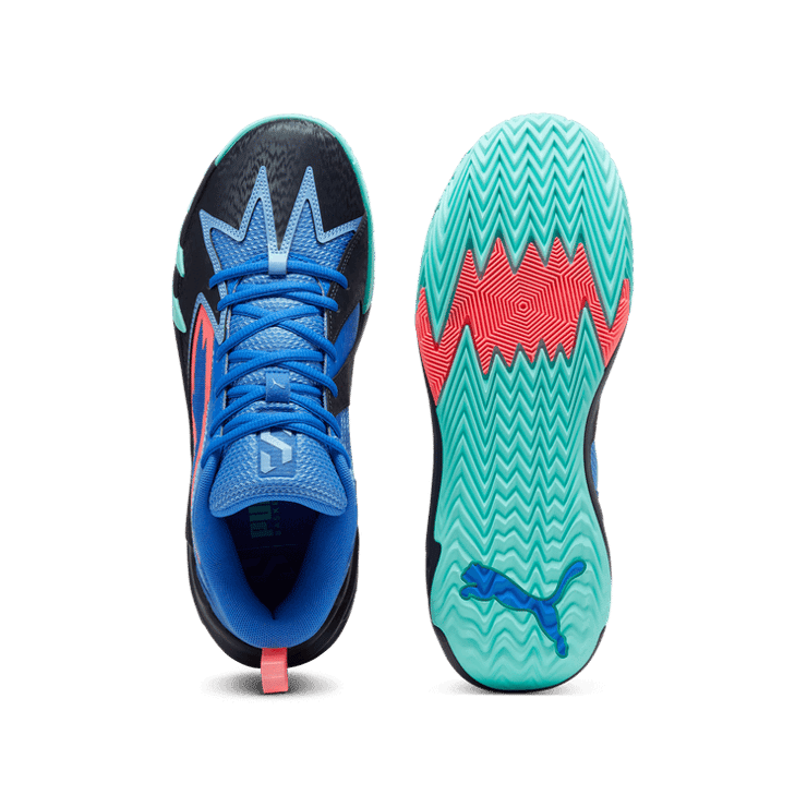 PUMA Scoot Zeros Basketball in Bluemazing/Electric Peppermint Angle 0