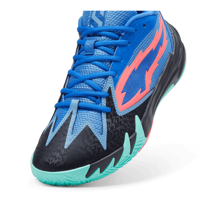 PUMA Scoot Zeros Basketball in Bluemazing/Electric Peppermint Angle 2