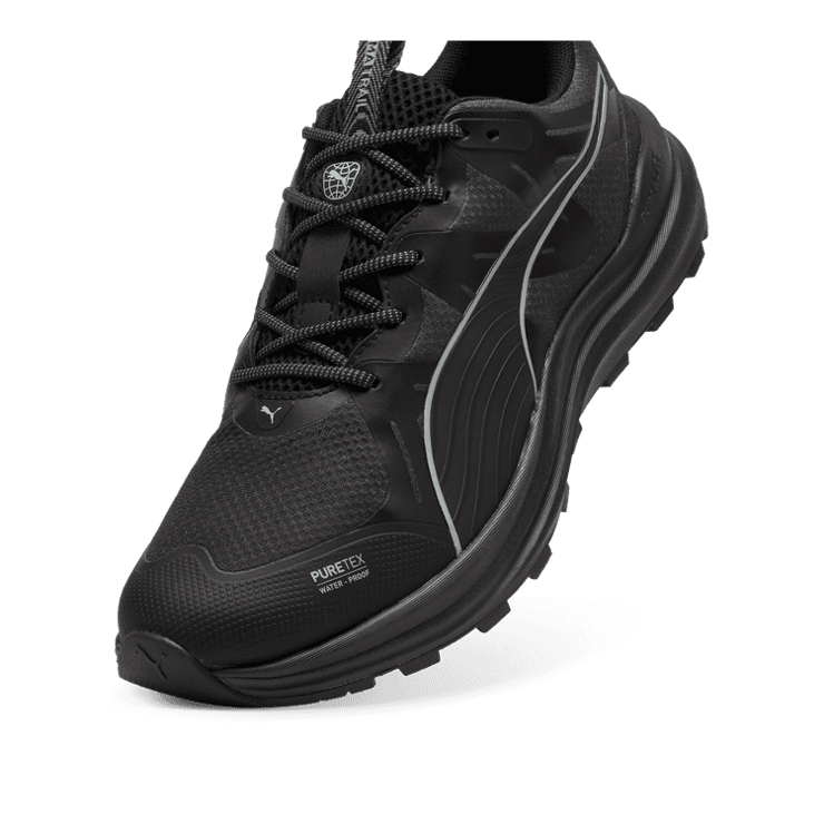 PUMA Reflect Lite Trail PTX in Black/Silver/Cool Dark Grey Angle 2