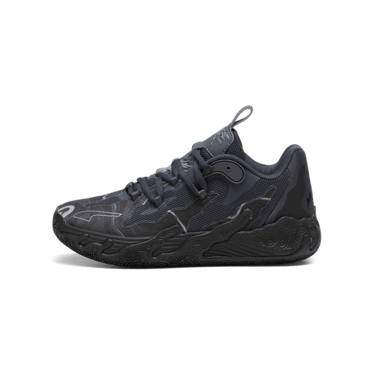 PUMA x LAMELO BALL MB.03 Lo Team Basketball in Black/Strong Grey (GS) Angle 1