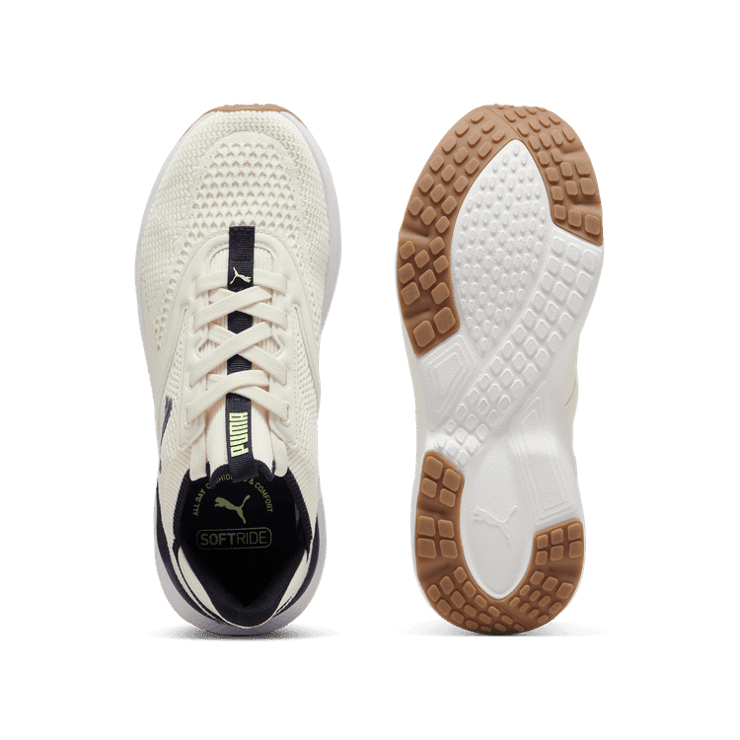 PUMA SOFTRIDE Mayve Women in Warm White/Black/Fizzy Apple Angle 0