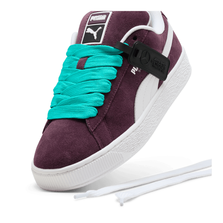 PUMA Mercedes-AMG Petronas F1® Suede XL Sneakers in Midnight Plum/White Angle 2