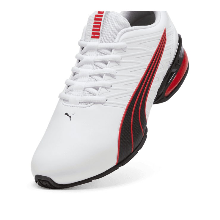 PUMA Voltaic Evo Fast in White/Black/For All Time Red Angle 2
