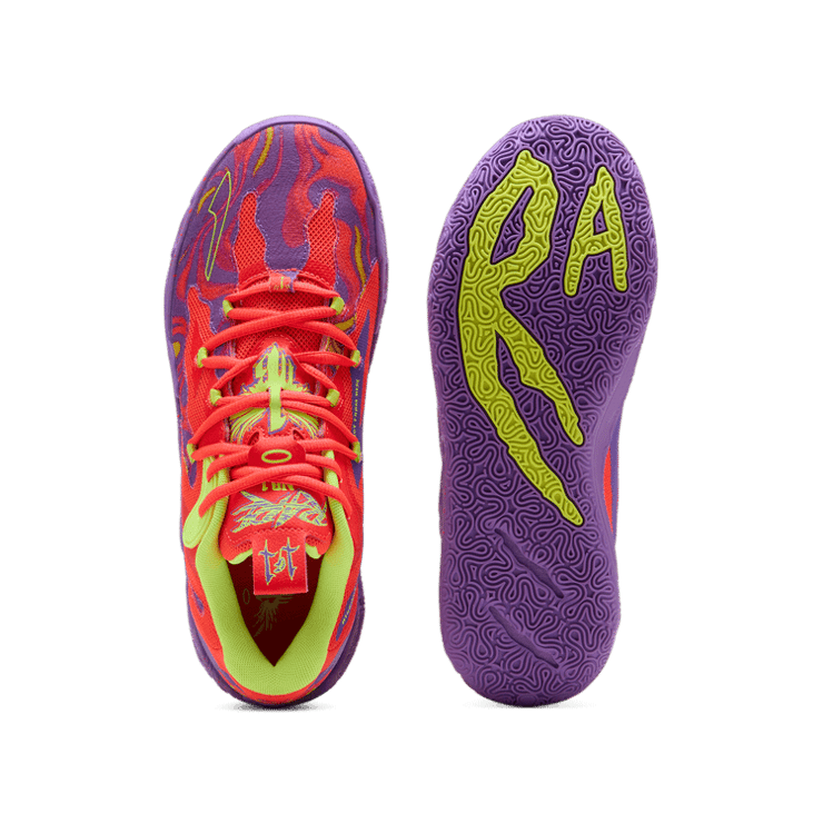 PUMA x LAMELO BALL MB.03 Lo Lava Basketball in Purple Glimmer/Red Blast (GS) Angle 0