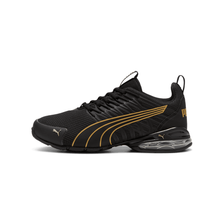 PUMA Voltaic Evo in Black/Gold Angle 1