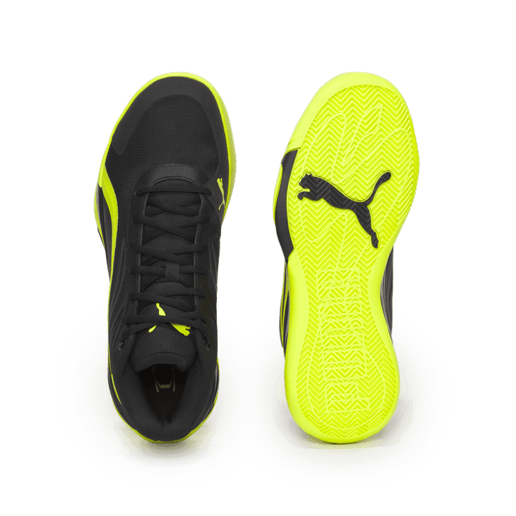 PUMA Court Pro Basketball in Black/Electric Lime Angle 0