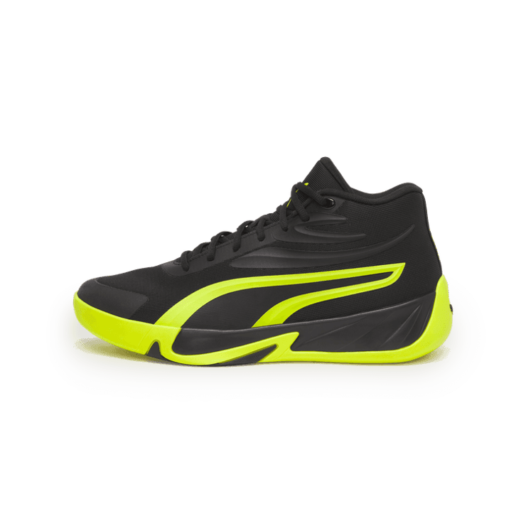 PUMA Court Pro Basketball in Black/Electric Lime Angle 1