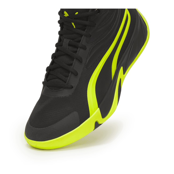 PUMA Court Pro Basketball in Black/Electric Lime Angle 2