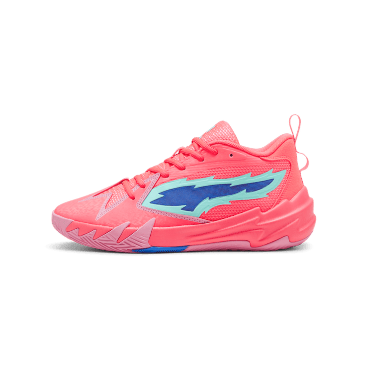 PUMA Scoot Zeros Basketball in Sunset Glow/Electric Peppermint Angle 1