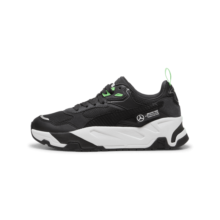 PUMA Mercedes-AMG Petronas F1® Trinity Sneakers in Black/Fizzy Green (GS) Angle 1