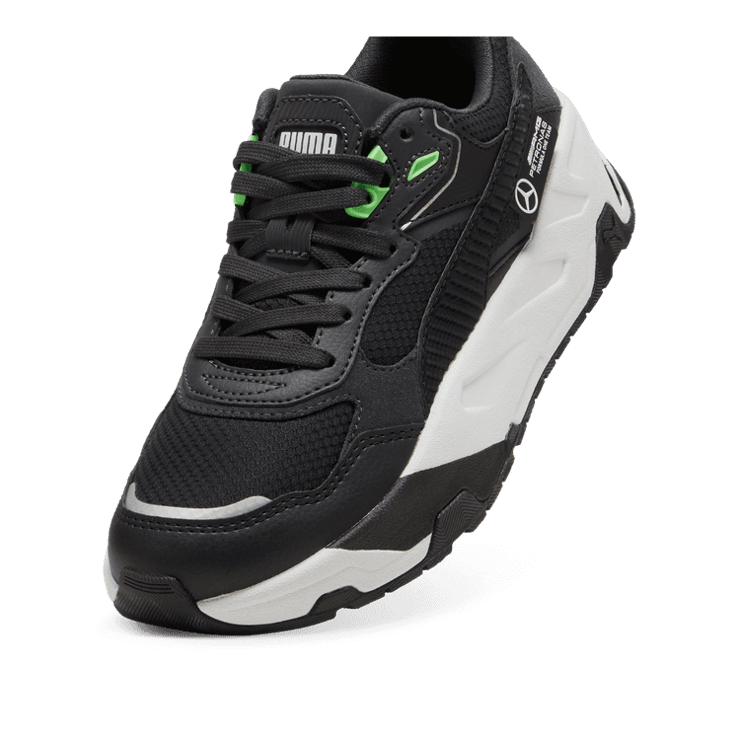 PUMA Mercedes-AMG Petronas F1® Trinity Sneakers in Black/Fizzy Green (GS) Angle 2