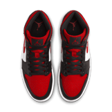 Jordan 1 Mid White Black Red Angle 1