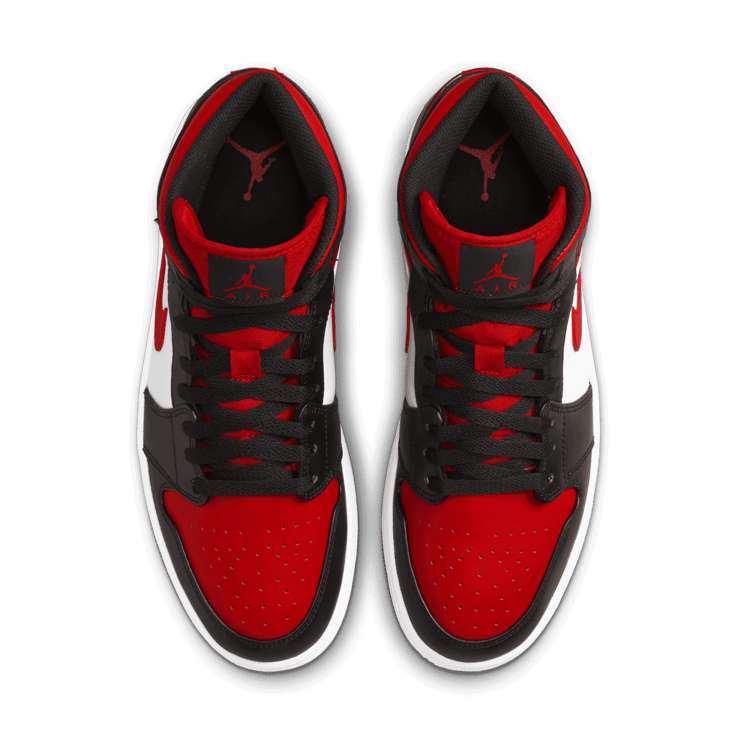 Jordan 1 Mid White Black Red Angle 1