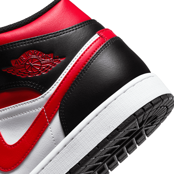 Jordan 1 Mid White Black Red Angle 5