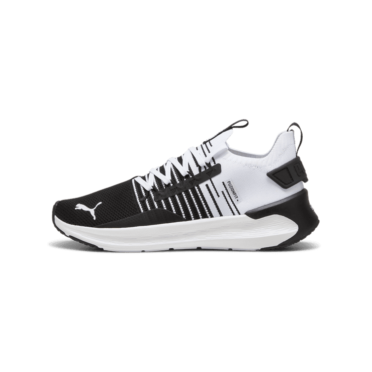 PUMA SOFTRIDE Symmetry Fuzion in Black/Cool Dark Grey/White Angle 1