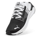 PUMA SOFTRIDE Symmetry Fuzion in Black/Cool Dark Grey/White Angle 2