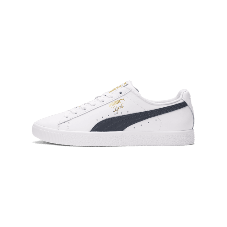 PUMA Clyde Core Foil Sneakers in Dark Blue Angle 1