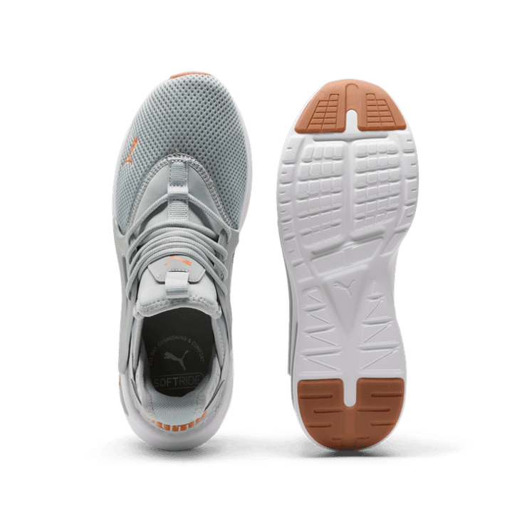 PUMA Softride Enzo Evo RP Wide Running Sneakers in Cool Mid Grey/Maple Syrup Angle 0